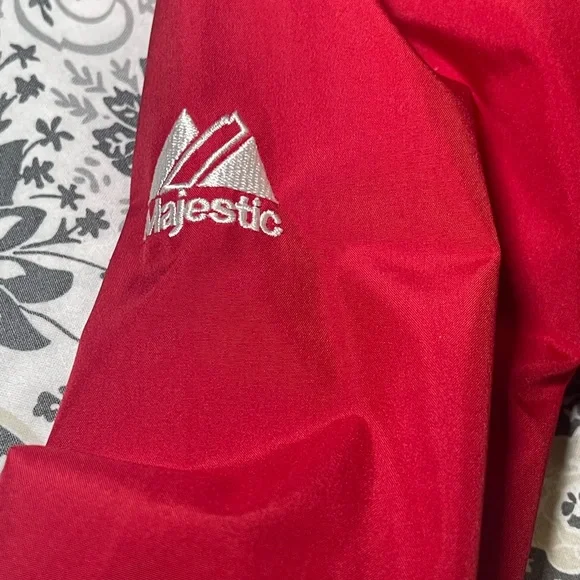 St Louis Cardinals Majestic 1/4 Zip Jacket YOUTH Medium Red MLB Windbreaker